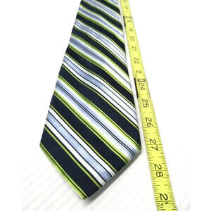 STAFFORD Executive Lime Navy Light Blue Diagonal Stripe Tie 100% Silk